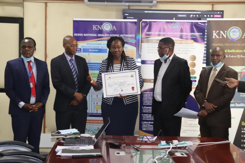Presentation of Certificate of Accreditation to KISEB, KESRA, Meru University & Nairobi Hospice