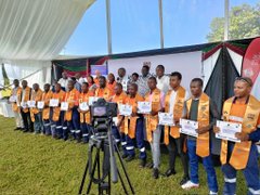 At the first RPL Graduation Ceremony at Base Titanium in Kwale County today. 102 artisans examined by NITA graduated today. The occasion was presided over by the CS for Labour Hon Simon Chelugui.