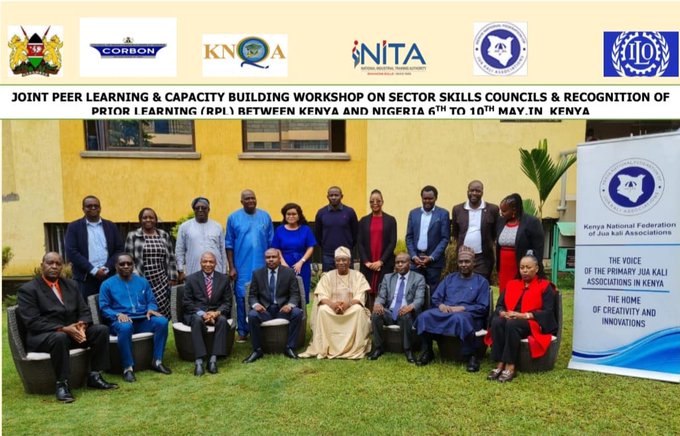 PS Labour & Skills Development Mr. Shadrach Mwadime during the opening of the Joint Peer Learning and Capacity Building workshop of the  Council of Registered Builders of Nigeria. The Kenyan Technical team of the Sector Skills Council and RPL implementation were also present.
